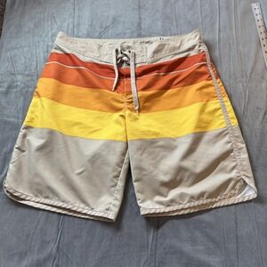 Old Navy Board Shorts Mens L Multicolor Stripe Swim Trunks Quick Dry Surf Retro